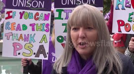 Lillian Macer at  Unison rally outside the Scottish Parliament in Edinburgh, UK