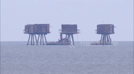 Historic vessels meet-up at Red Sands forts off Kent, UK
