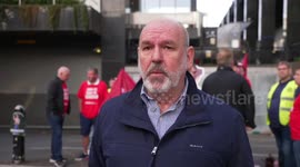 Aslef union leader speaks at rail strike in London, UK