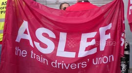 Train drivers stage strike to coincide with first day of Conservative Party conference in  London, UK