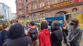 Protesters moved from outside the conservative party conference in Manchester