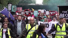 Protesters march through Manchester as Conservative Party annual conference begins