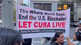 Chants and Speech at Rally in Solidarity with Cuba in New York, USA