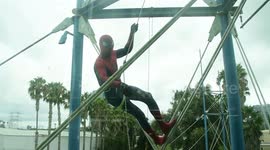Spiderman performance in the third day of The Los Angeles fashion show catwalk 2023
