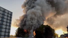 Massive fire destroys disused buildings in Rouen, France
