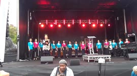 Nippon Club Womens Choir singing at Japan Matsuri 2023 celebrations on Trafalgar Square