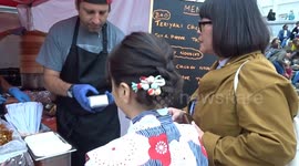 Japan Matsuri 2023 visitors enjoy Fluffy Bao Buns in Trafalgar Square