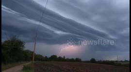 Incredible spooky looking thunderstorm rolls over Suffolk, UK