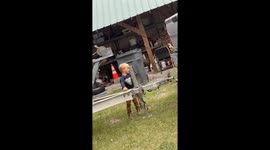 Son Helps Dad With Trailer