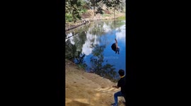 Rope Swing Into The Lagoon