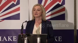 Liz Truss calls on Chancellor to cut corporation tax in Manchester, UK