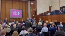 Anti-Brexit campaigner ejected from Tory conference meeting after protest in Manchester, UK