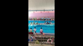 Schoolboys have awesome paddle-of-war in rowing boat