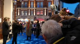 Lily James and Freddie Fox arrive at the press night for Old Friends