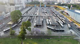 São Paulo Brazil. Chaotic late afternoon at the Parque Dom Pedro Bus Terminal, after a hard day for metro workers.