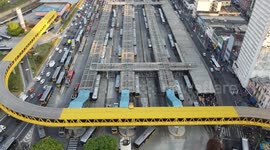 São Paulo Brazil. Chaotic late afternoon at the Parque Dom Pedro Bus Terminal, after a hard day for metro workers.
