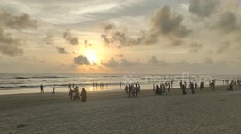 Cox's Bazar Sea beach during evening time with sunset view at Bangladesh.
