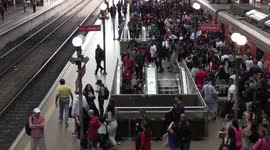 Metro and Railway During Strike Against Privatization in Sao Paulo, Brazil