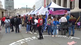 Arts and crafts stalls outside the Nationall Gallery attract visitors during Japan Matsuri 2023 celebrations