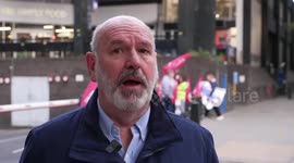 Train drivers' union boss speaks about ministers in London, UK