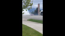 Smoke Billows From Truck
