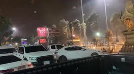 Whirlwind blows through Buddhist shrine in Pattaya, Thailand