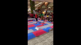 Awesome Scalextric cars fly over ramp at high speed but land perfectly