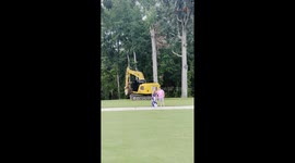 Expectant couple excitedly exclaims as excavator gender reveal delivers extraordinary news