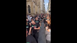 Hungarian football fans parade through Florence ahead of Fiorentina clash