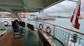 STOCKSHOTS: A city ferry carries passengers across the Bosphorus strait in Istanbul, Turkey