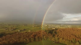 360 degree view of a rainbow from a drone camera