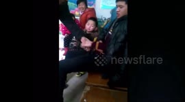 Young man afraid of injections has a variety of funny expressions on his face