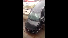Skoda car crashes into Manchester tram stop after police chase