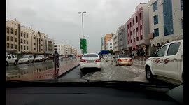 Roads flooded in Abu Dhabi