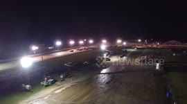 Drone catches three car wreck at raceway