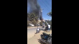 Mobile tower on fire