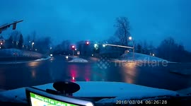 Car crash at T-bone junction caught on dashcam