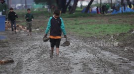 Conditions for children in refugee camp on Greece/Macedonia border