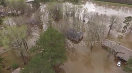 Drone shows severe flooding in Louisiana