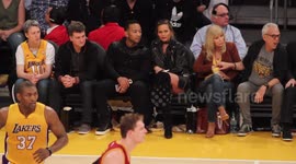Singer John Legend and Chrissy Teigen  at the Lakers game