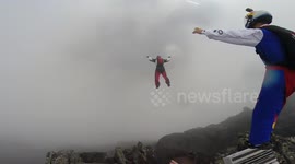 Base jumping into the abyss in Norway
