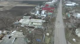 Drone footage Ukraine War: Children play in ruins of the destroyed village of Nikishino