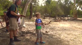 Son hits dad in the head with a boomerang