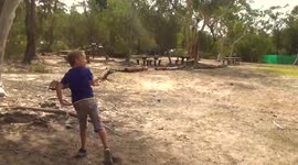 Boy hits dad in head with boomerang