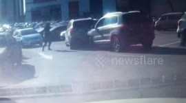Car reverses to crash another one having real-end collision with it
