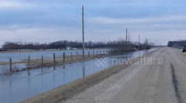 Quick snow melt causing rising water in southern Manitoba, Canada