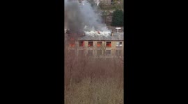 Major fire at mill building in Huddersfield, UK