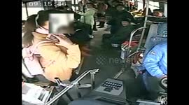 Woman suddenly steps on brake after she argues with bus driver