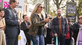 UK media union Bectu holds Hollywood writers and actors strike solidarity protest in London