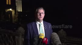 DUP leader Sir Jeffrey Donaldson gives press conference update on Stormont boycott in Craigavon, UK